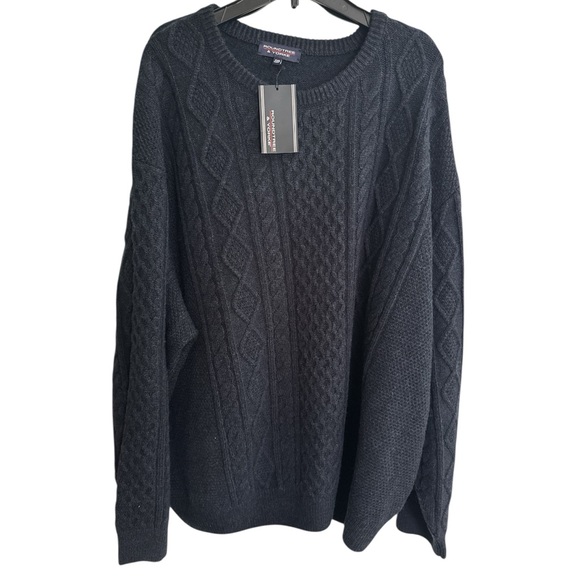 NWT Roundtree & Yorke 4X 4XL Navy Wool Blend Fisherman Style Sweater - Picture 2 of 7